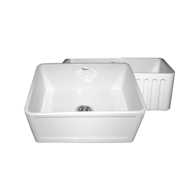Whitehaus Rvrsbl Sink W/ A Concave Front Apron On One Side, Wht WHFLCON2418-WHITE